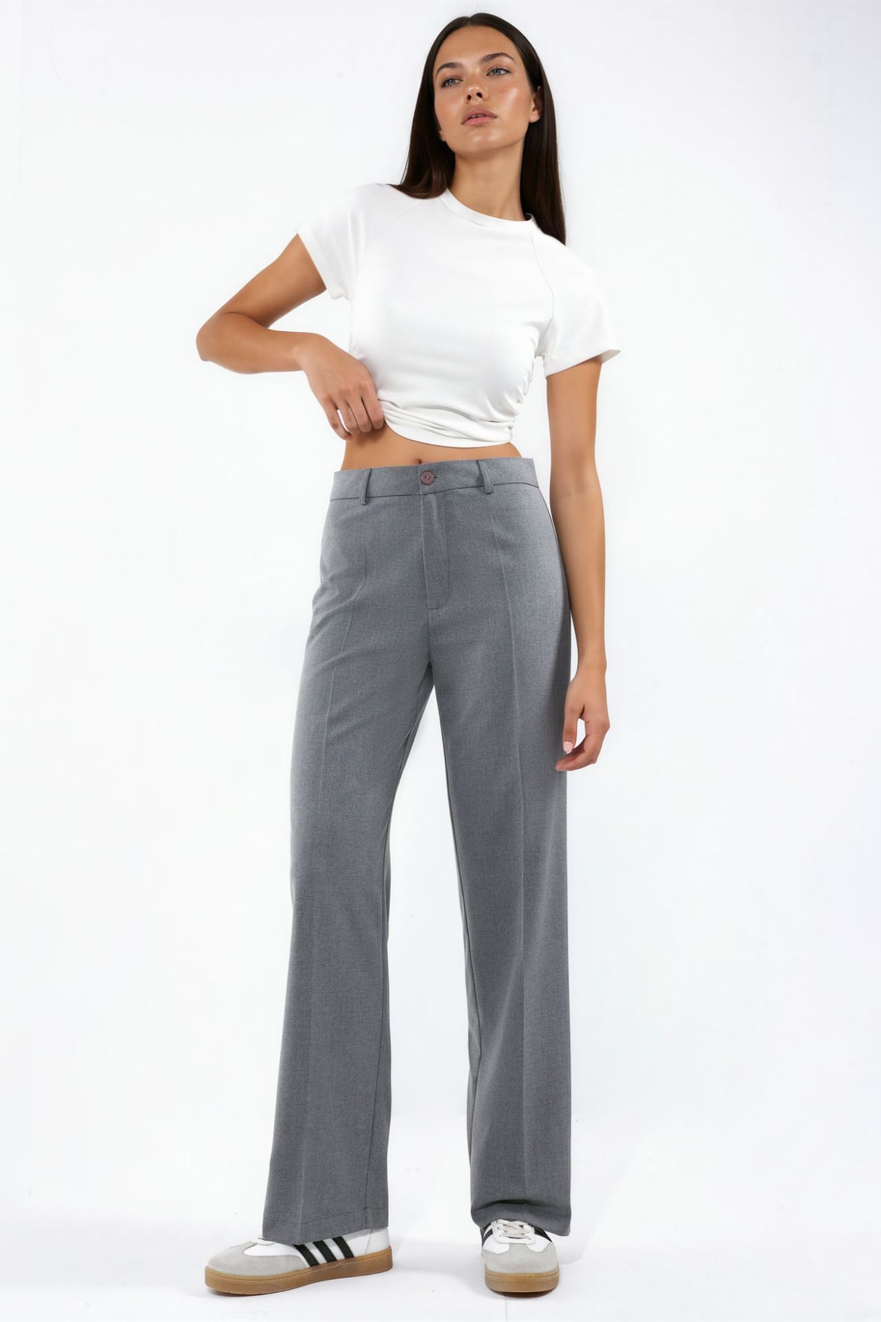 High Waist Straight Leg Woven Pants 2