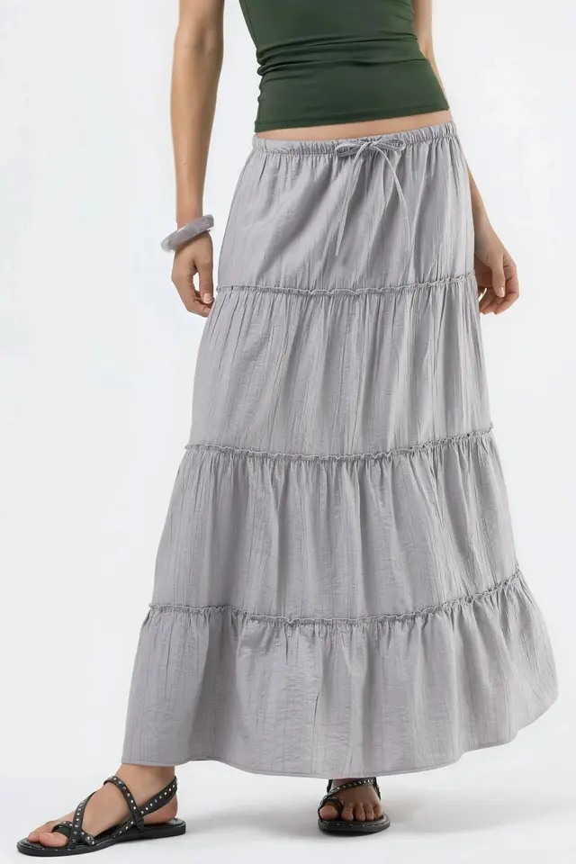 BUSEM High Waist Textured A-Line Maxi Skirt