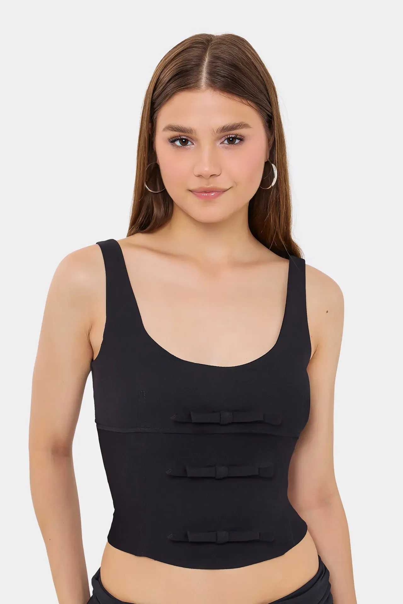 Sleeveless Bodycon Top with Bow Detail