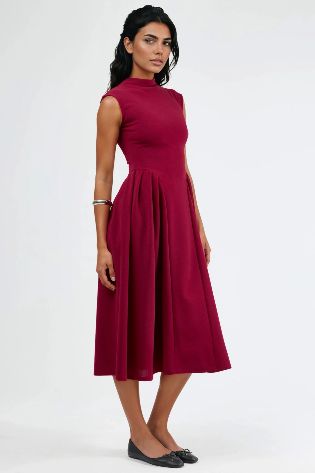 BUSEM Textured Paneled Midi Dress 2