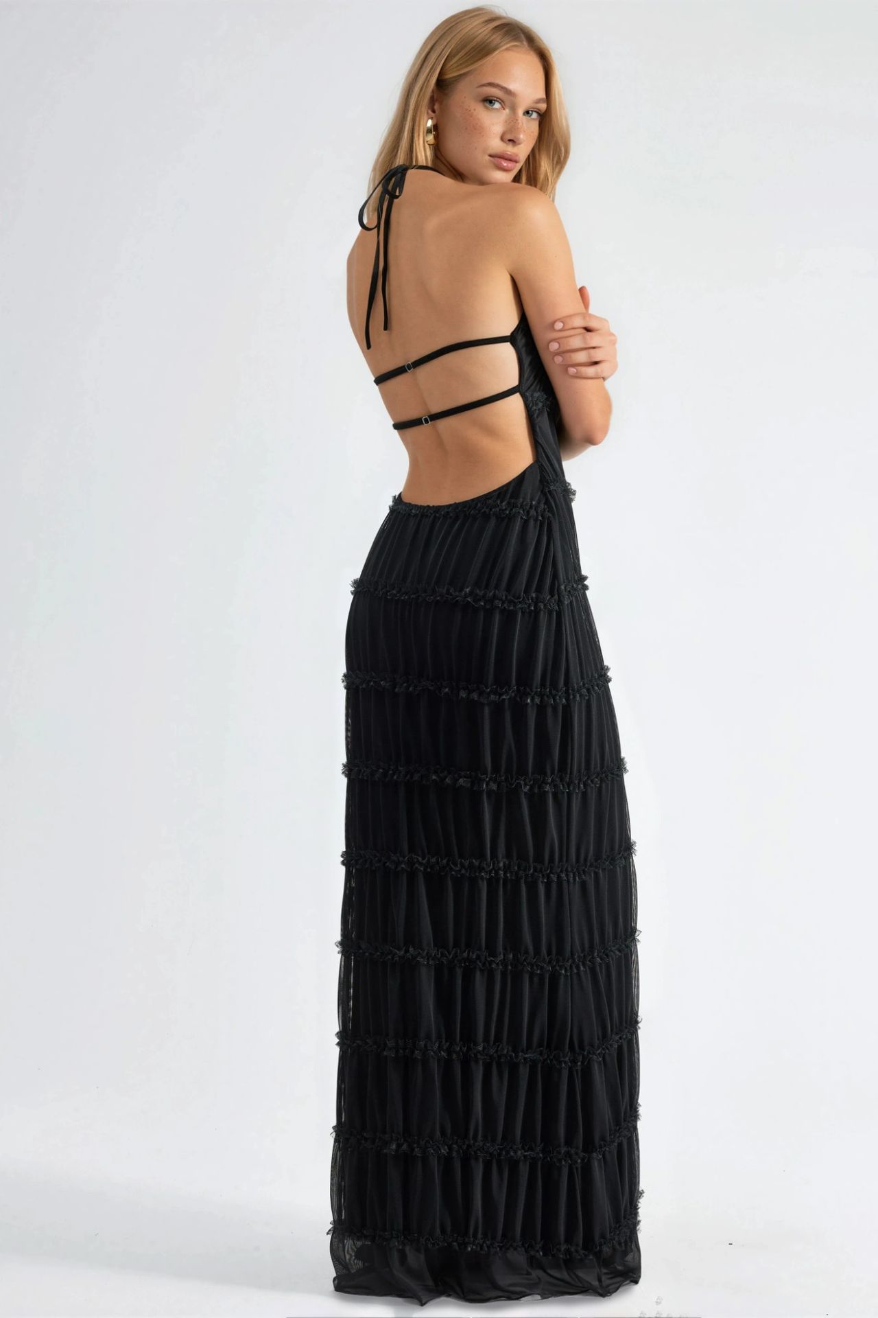 Halter Neck Textured Maxi Dress 6