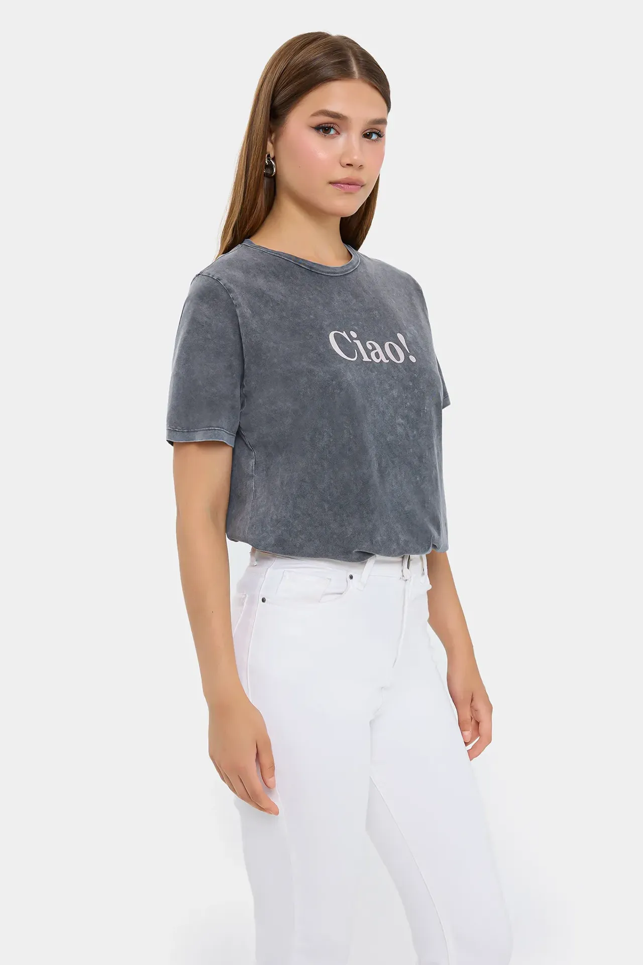 Relaxed Fit Acid-Washed Cotton T-Shirt