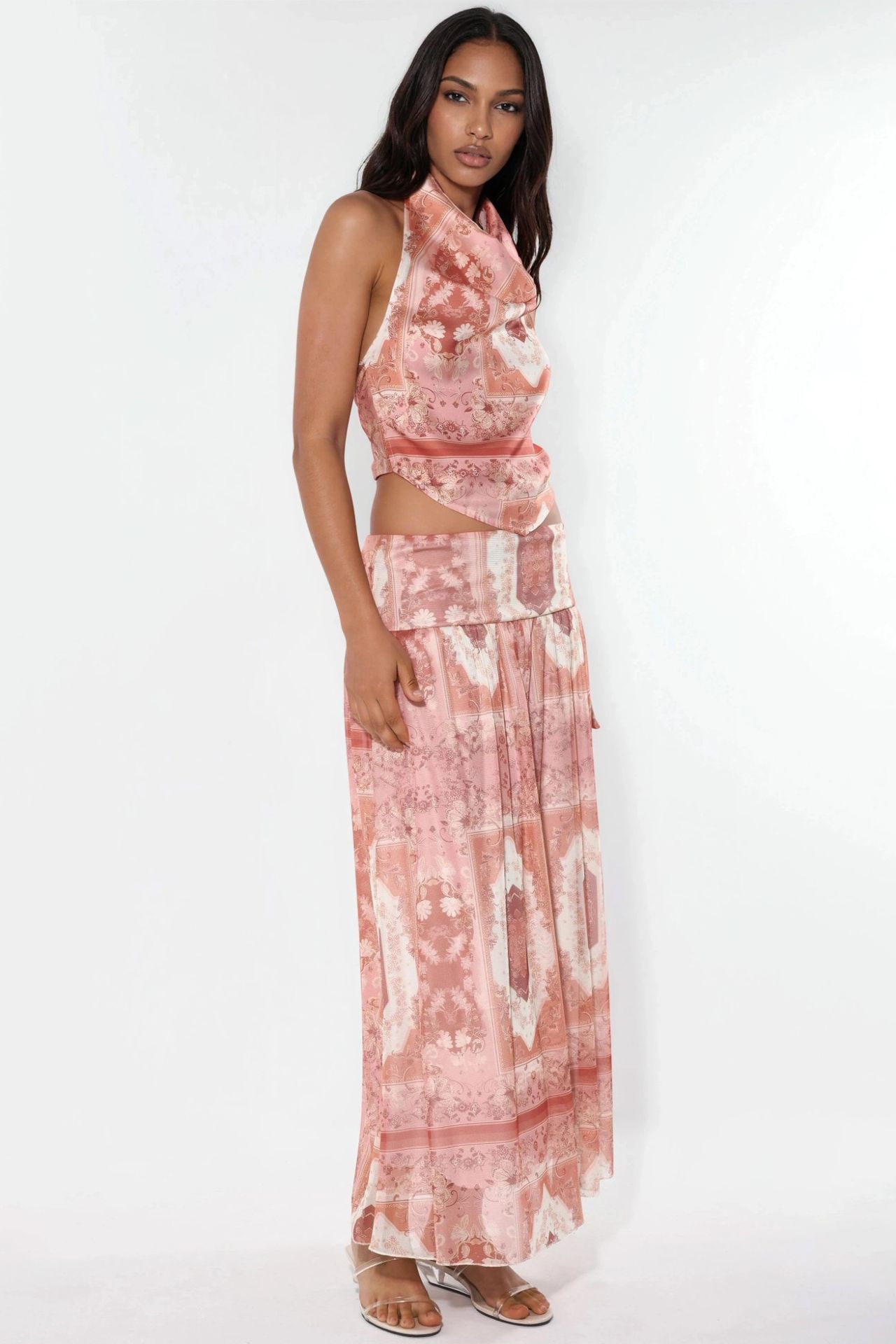 Patterned High Waist Midi Skirt 8