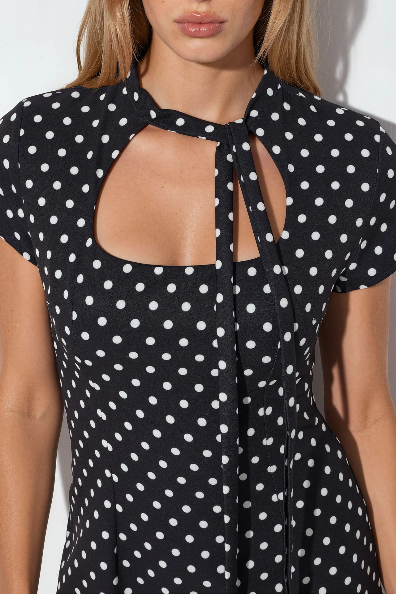 U-Neck Polka Dot Mini Woven Dress 6