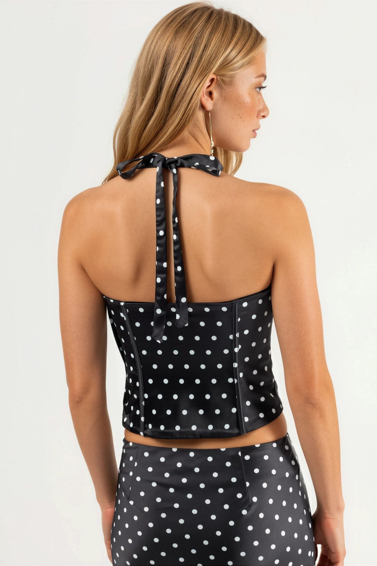 Heart Collar Polka Dot Crop Top 4