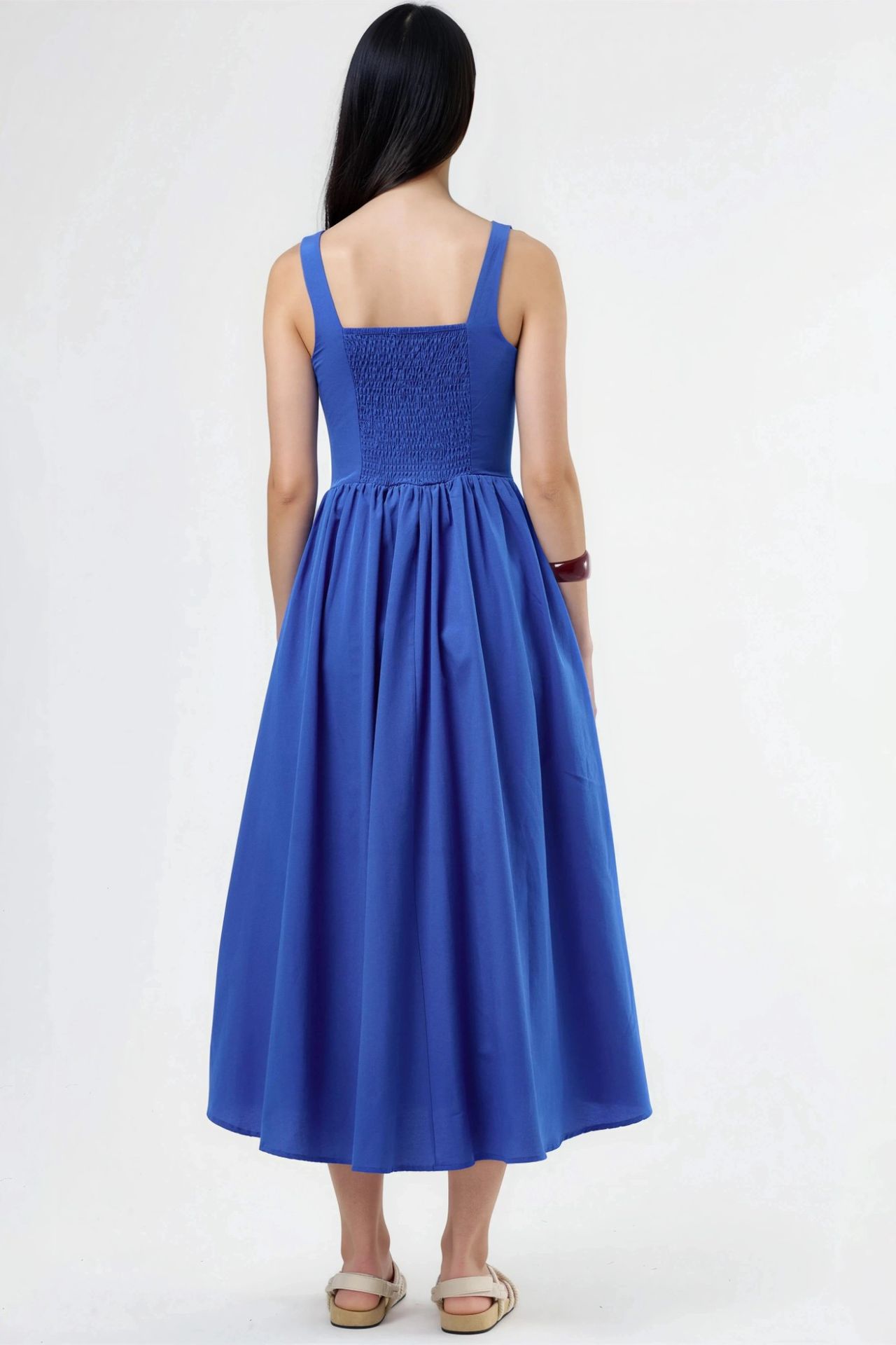 BUSEM Midi Dress with Square Collar and Button Detail 4