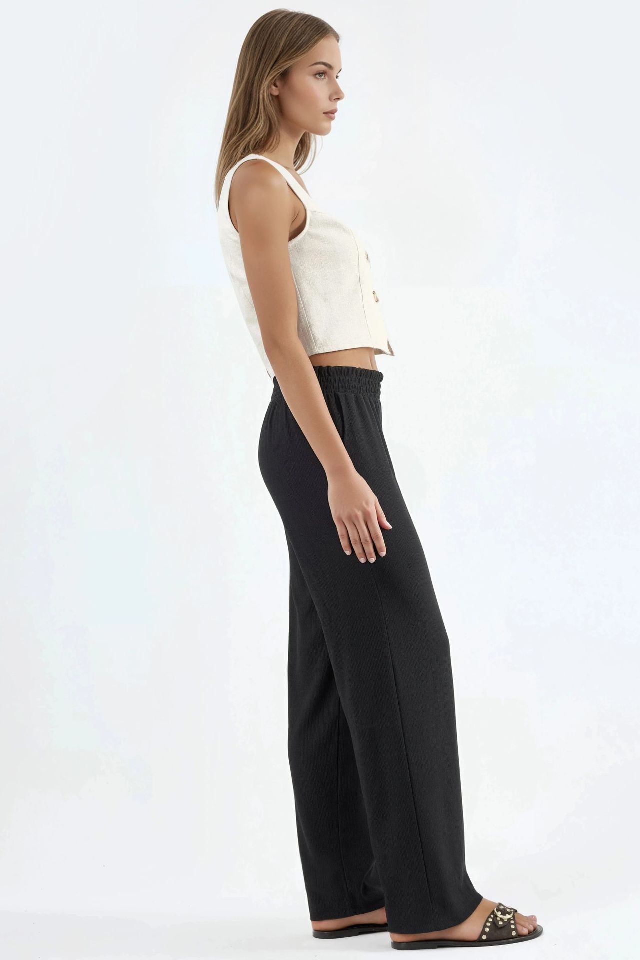 Straight Leg Textured Pants Ellie Collection 2