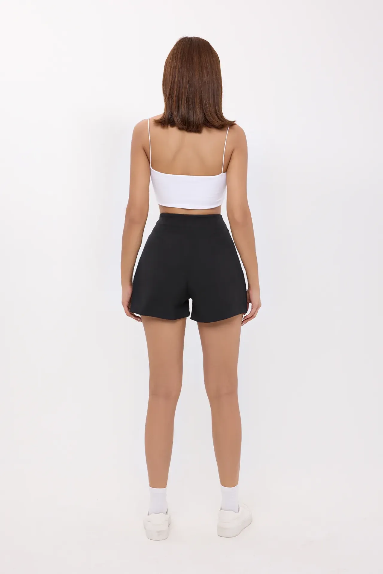 High-Waist Solid Woven Shorts