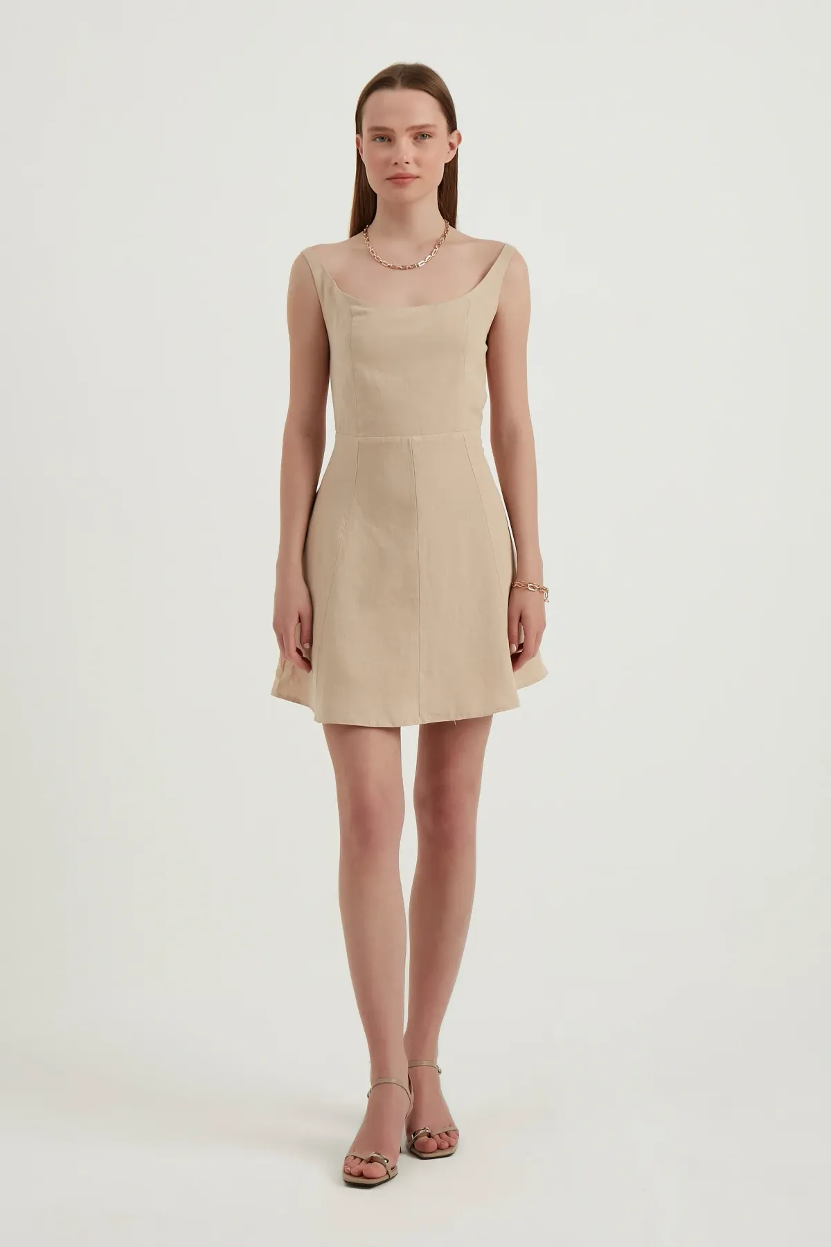 Square Neck Backless Mini Dress 1
