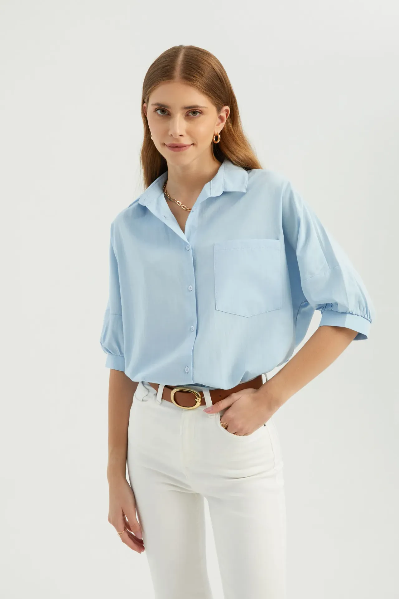 Buttoned Short Sleeve Relaxed Shirt