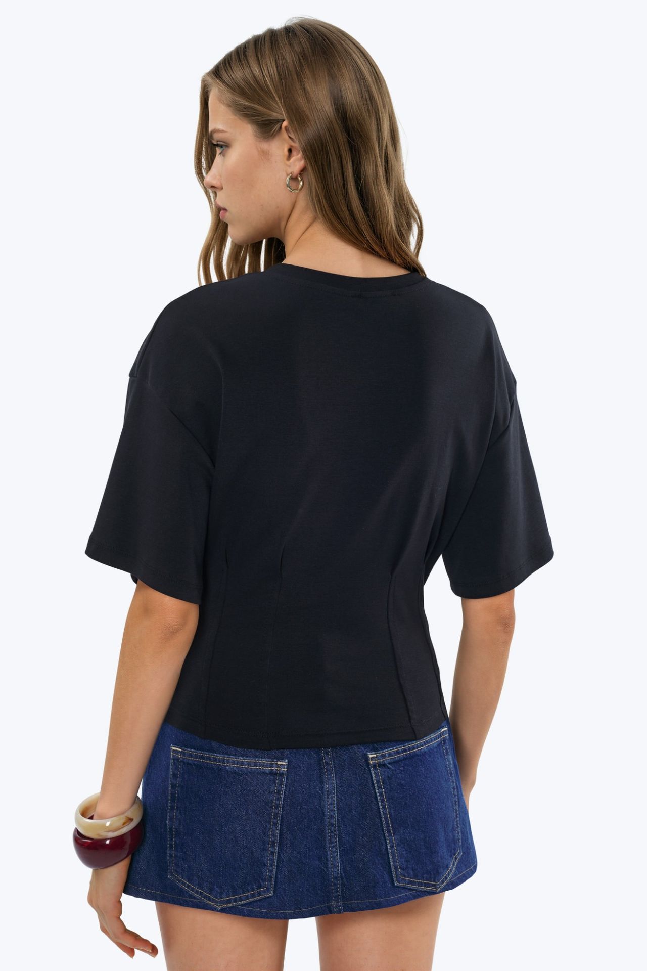 BUSEM Women’s Cotton Ribbed Crew Neck Blouse