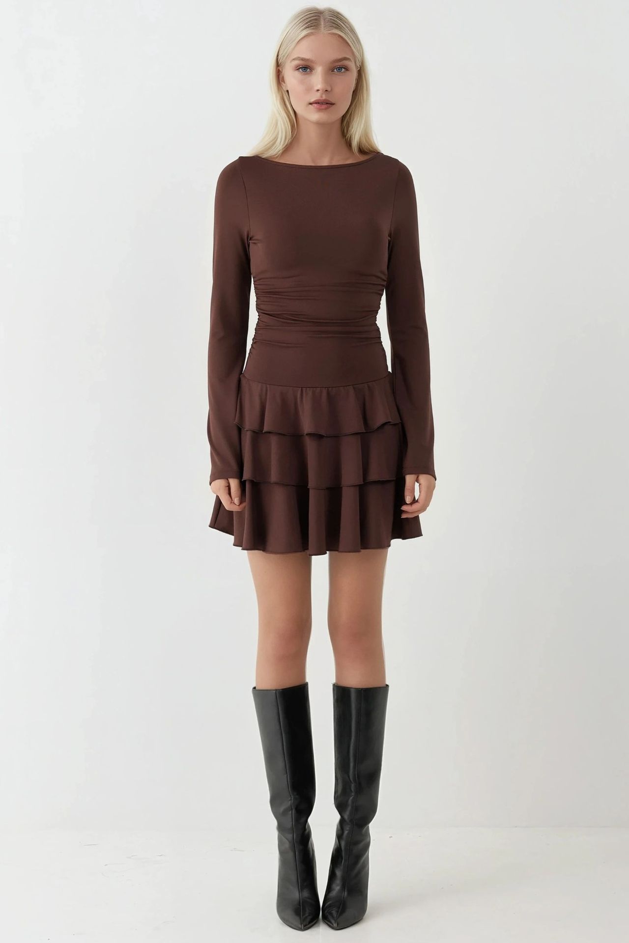 Frilly Crew Neck Mini Dress 5