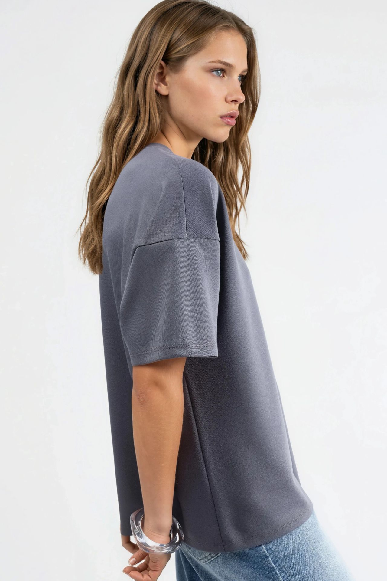 Oversized Crew Neck Modal Touch Knitted T-Shirt 4