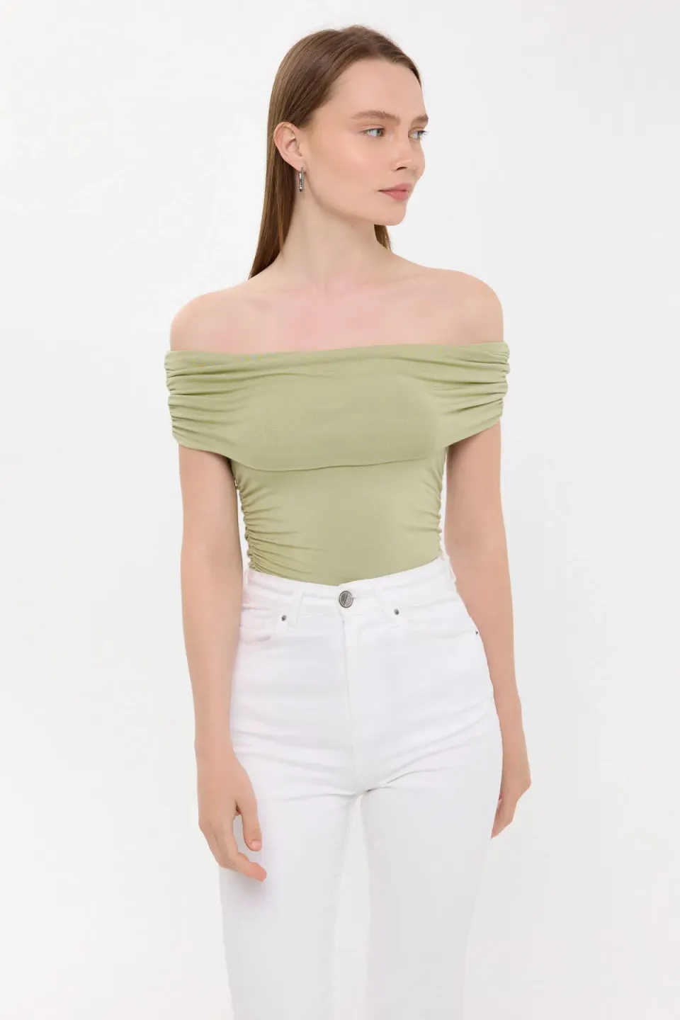 Off-Shoulder Ruched Bodycon Top