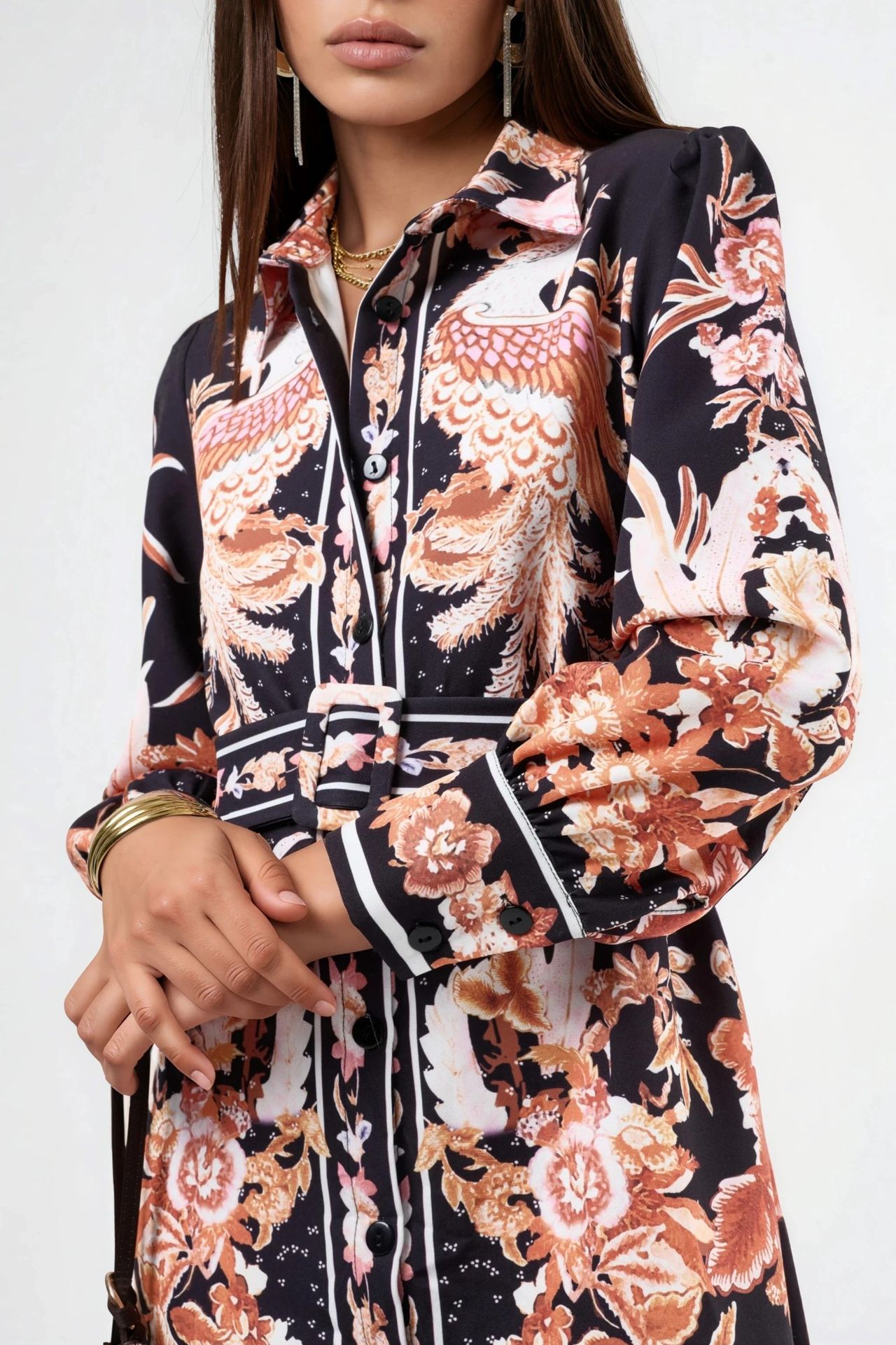 MSN Floral Maxi Shirt Dress with Belt 4