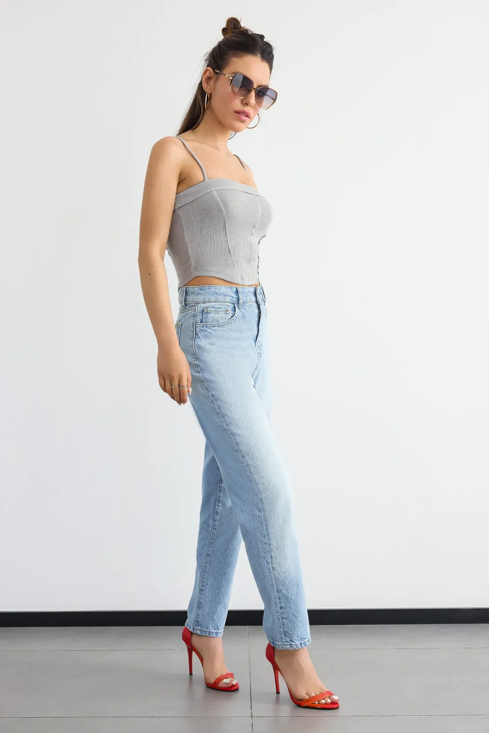 Ribbed Corset Cami Top with Front Seam 3