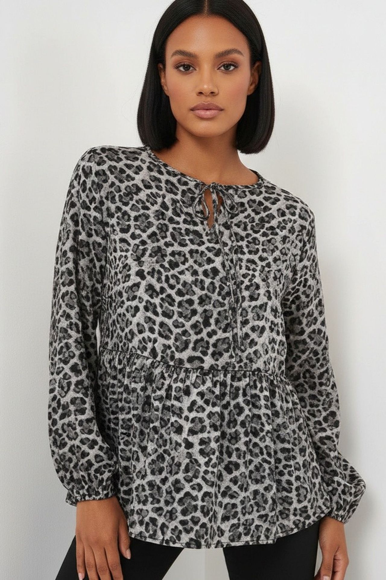 BDART Printed Siphon Long Sleeve Blouse with Binding Detail 1