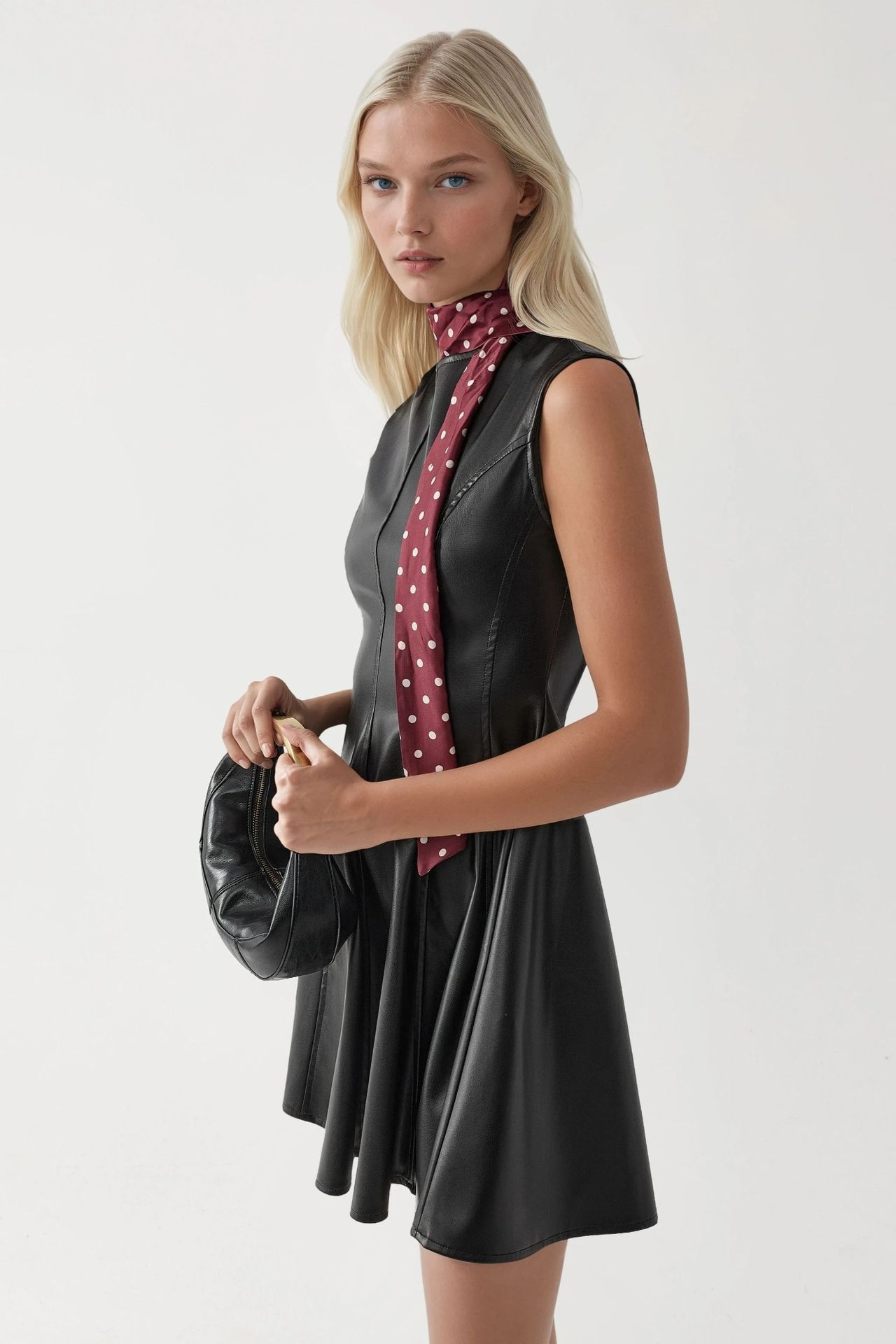 BUSEM Faux Leather Fitted Mini Dress with Zipper 2
