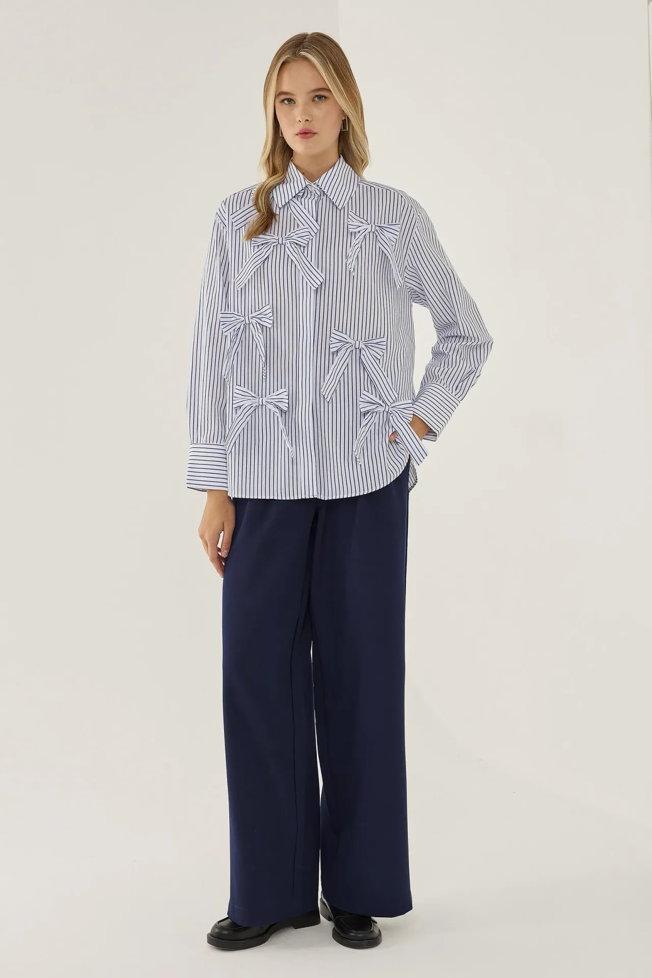 Relaxed Fit Shirt with Bow Detail