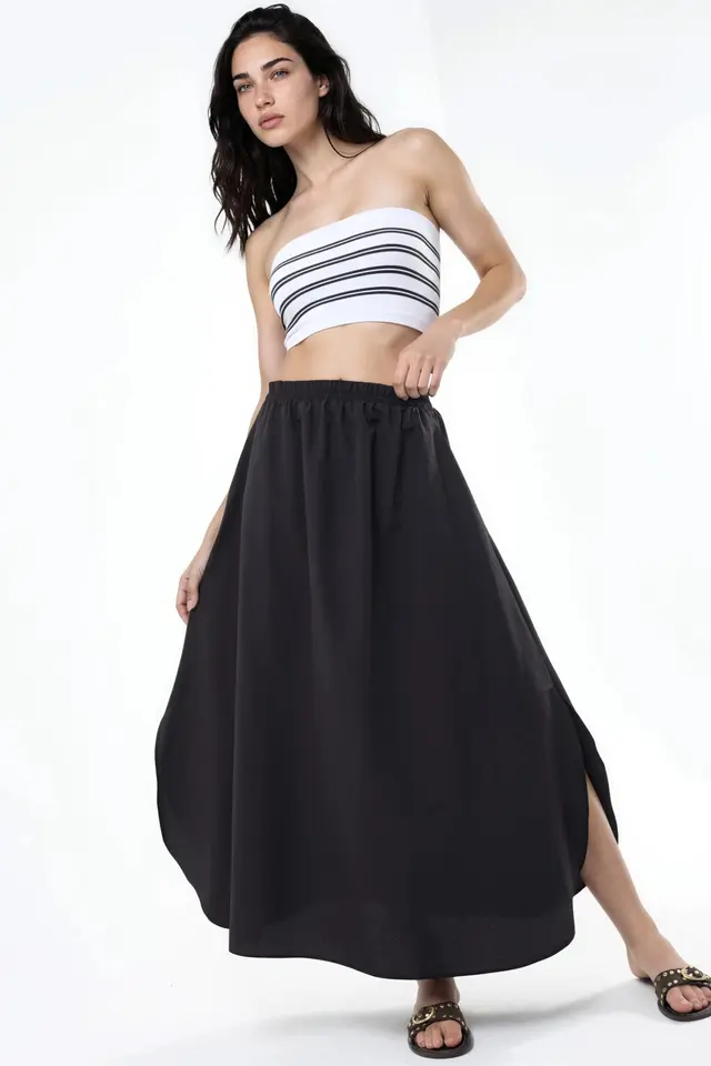 BUSEM High Waist Midi A-Line Skirt