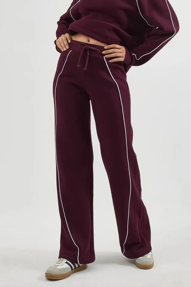 BUSEM Contrast Binding Wide Leg Sweatpants with Drawstring