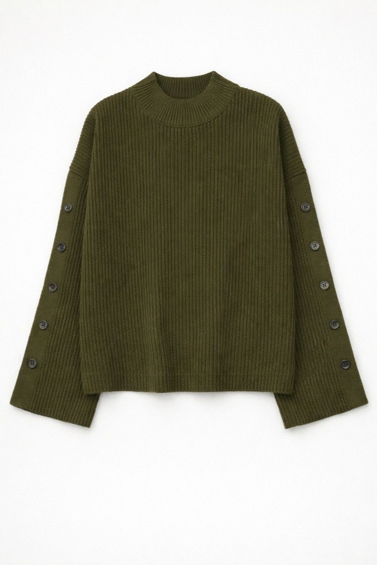 Thick Knit Slit and Button Detailed Sweater 9