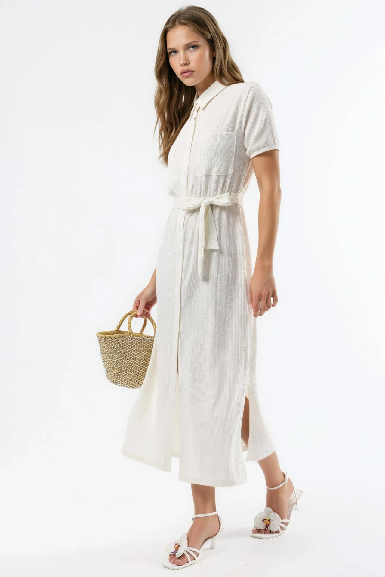 BUSEM Belted Midi Shirt Dress 7