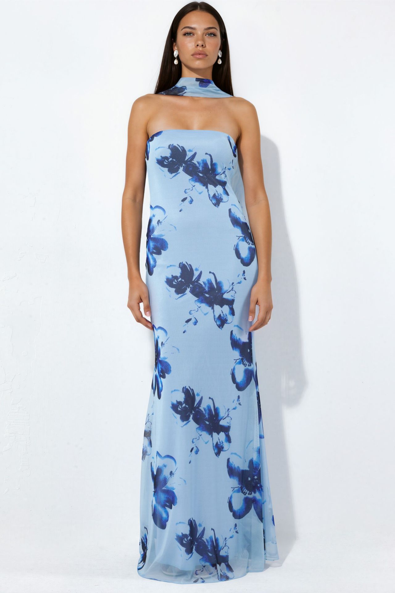 Strapless Flowering Bodycon Maxi Dress 1
