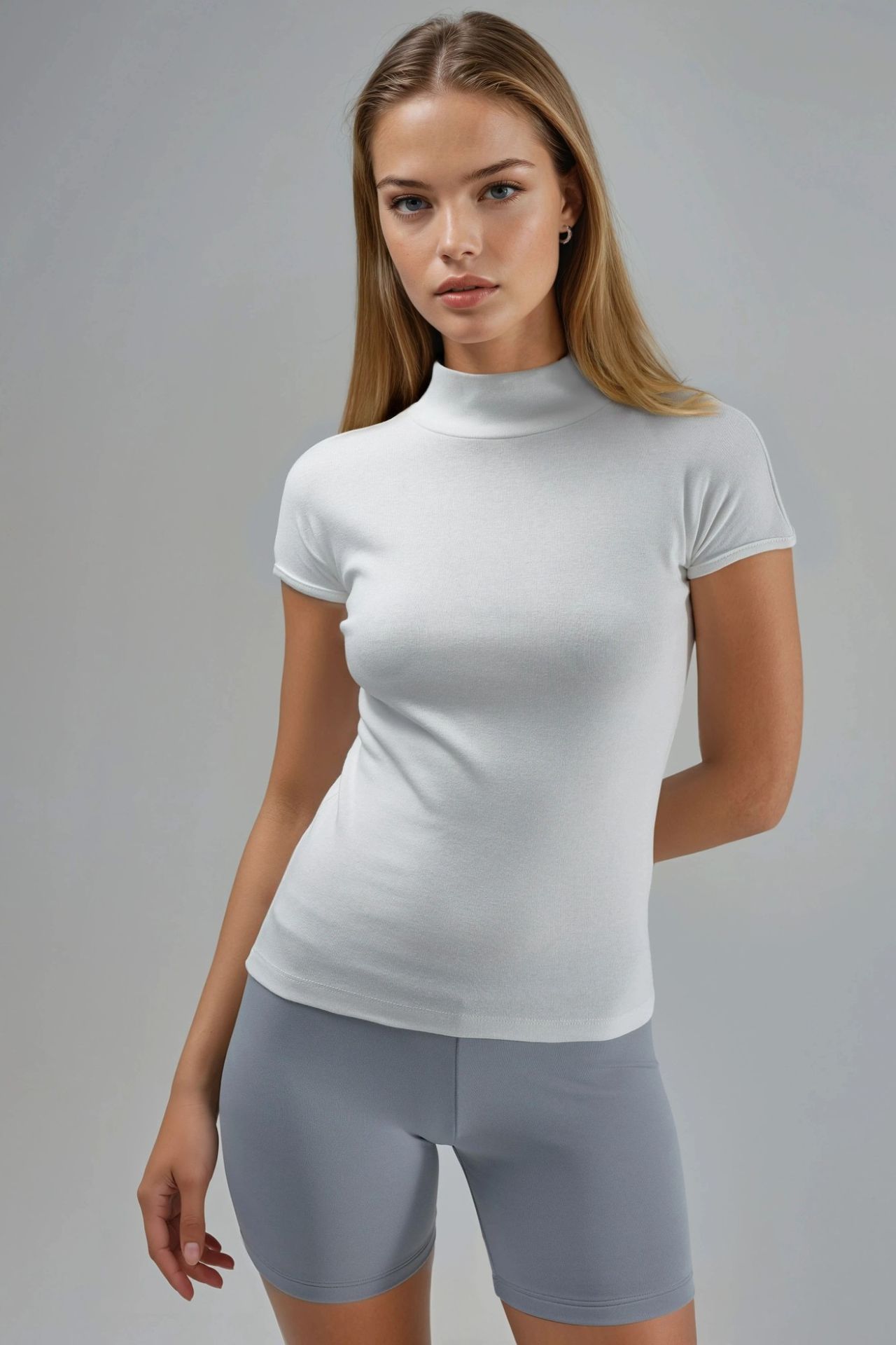 BUSEM Fitted Half Turtleneck Cotton Blouse 1