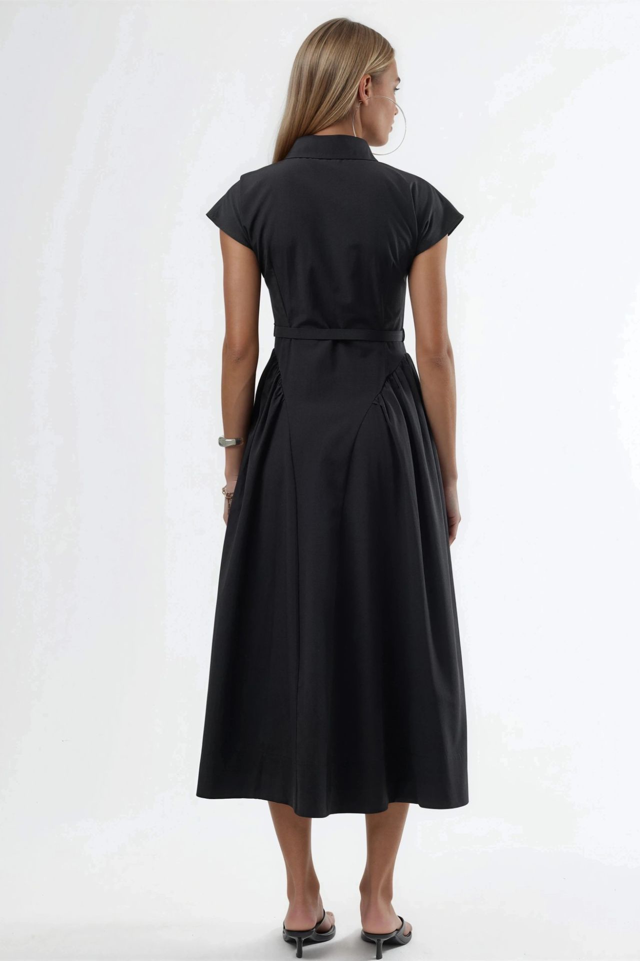 BUSEM Belted Midi Dress with Shirt Collar 2