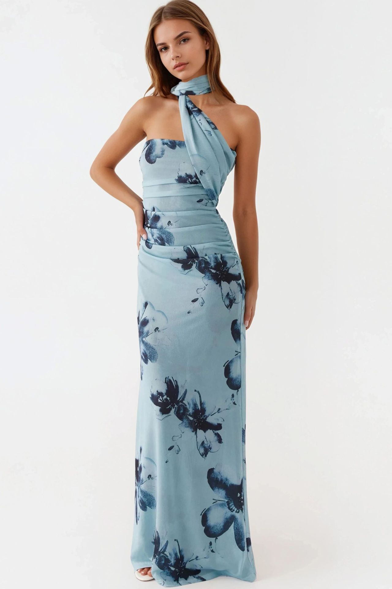Strapless Printed Bodycon Maxi Dress 8