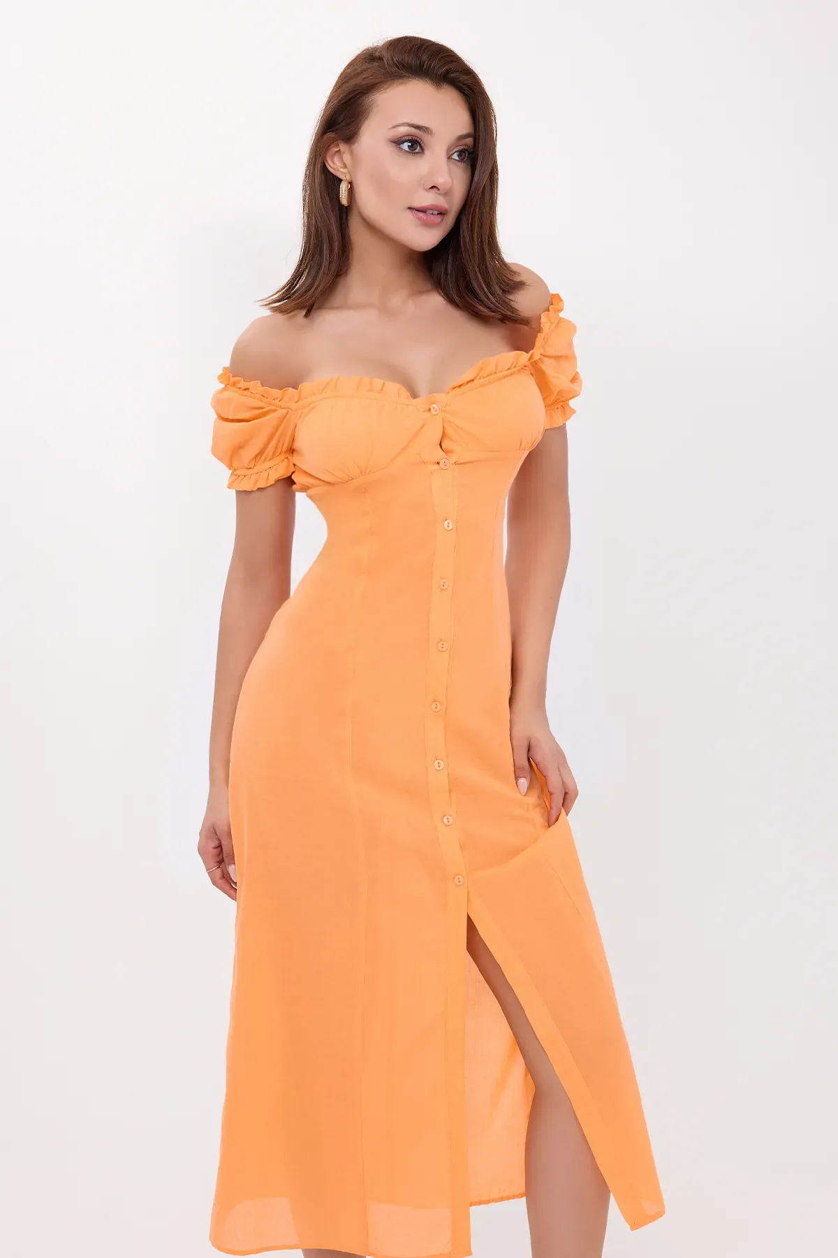 Button Detail Sweetheart Neck Midi Dress 3