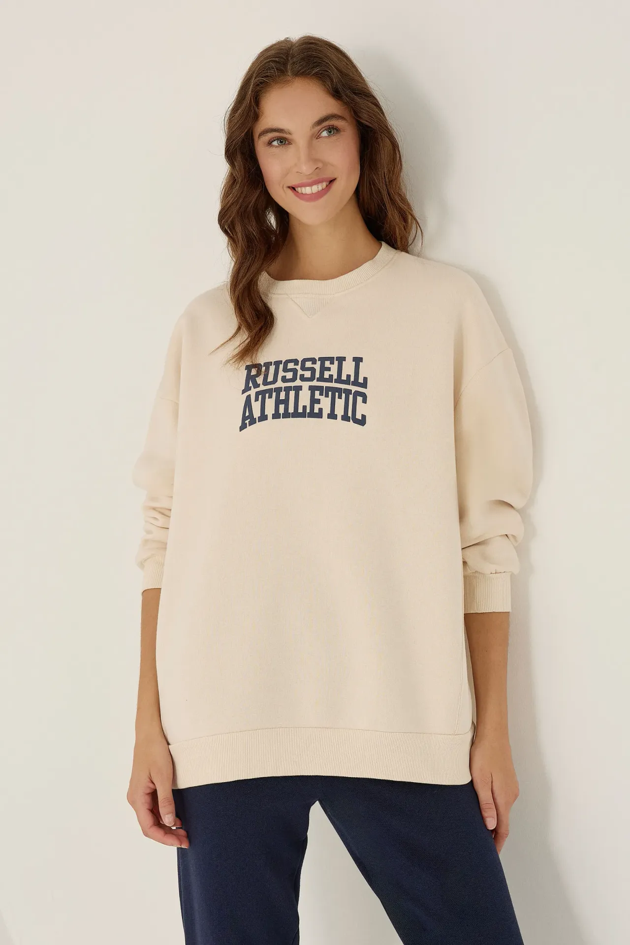 Oversized Printed Crew Neck Sweatshirt