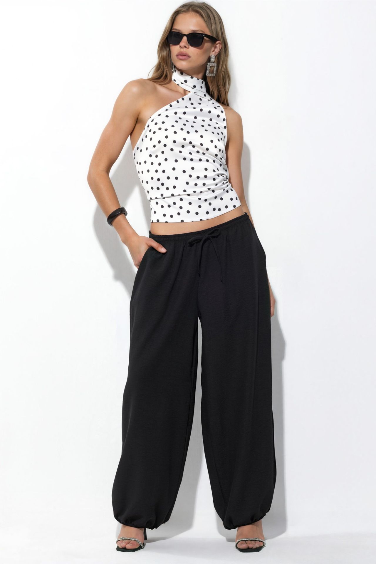 BUSEM Wide-Leg Woven Trousers with Drawstring Waist 2