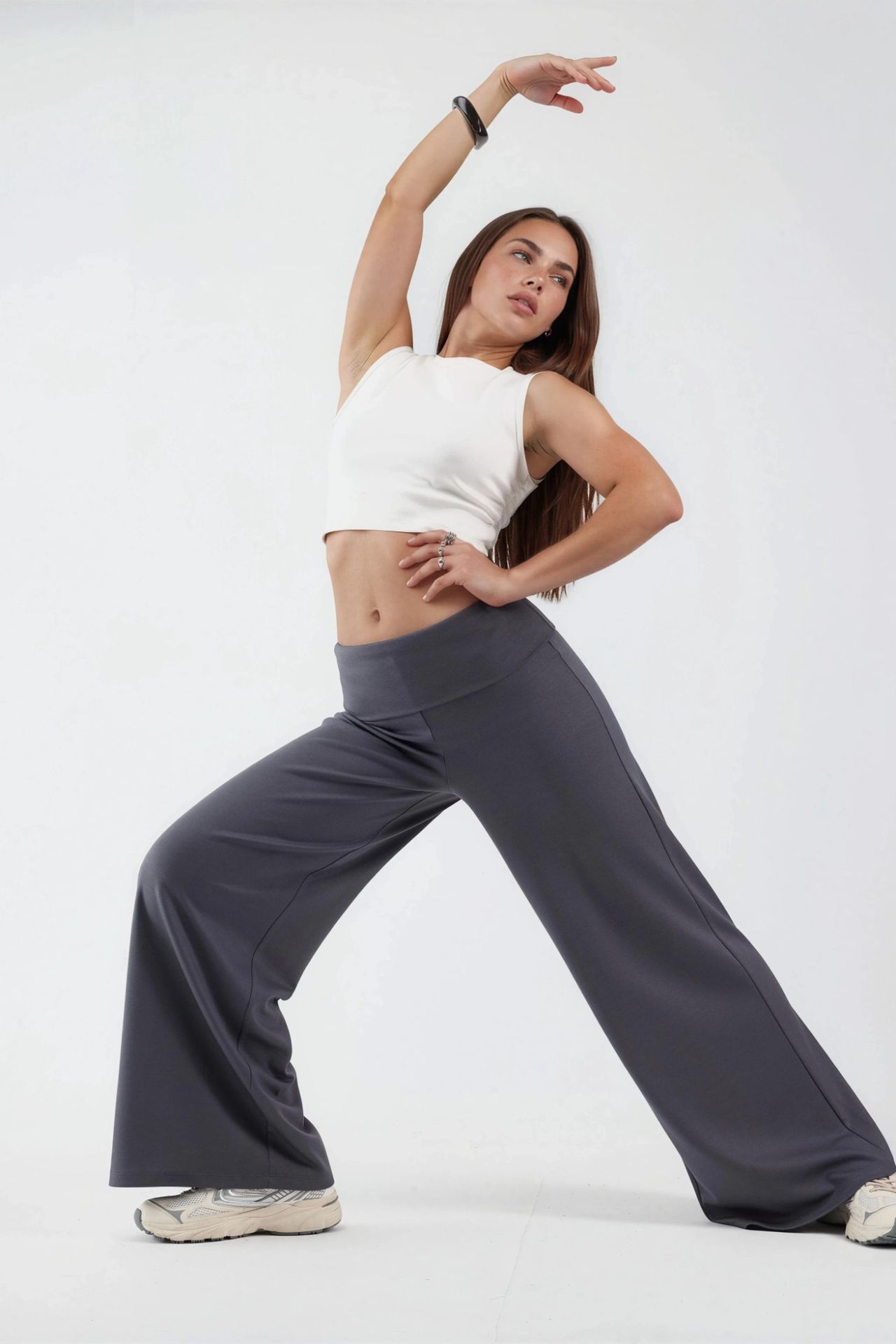 Modal Touch Folded Waist Palazzo Pants 2