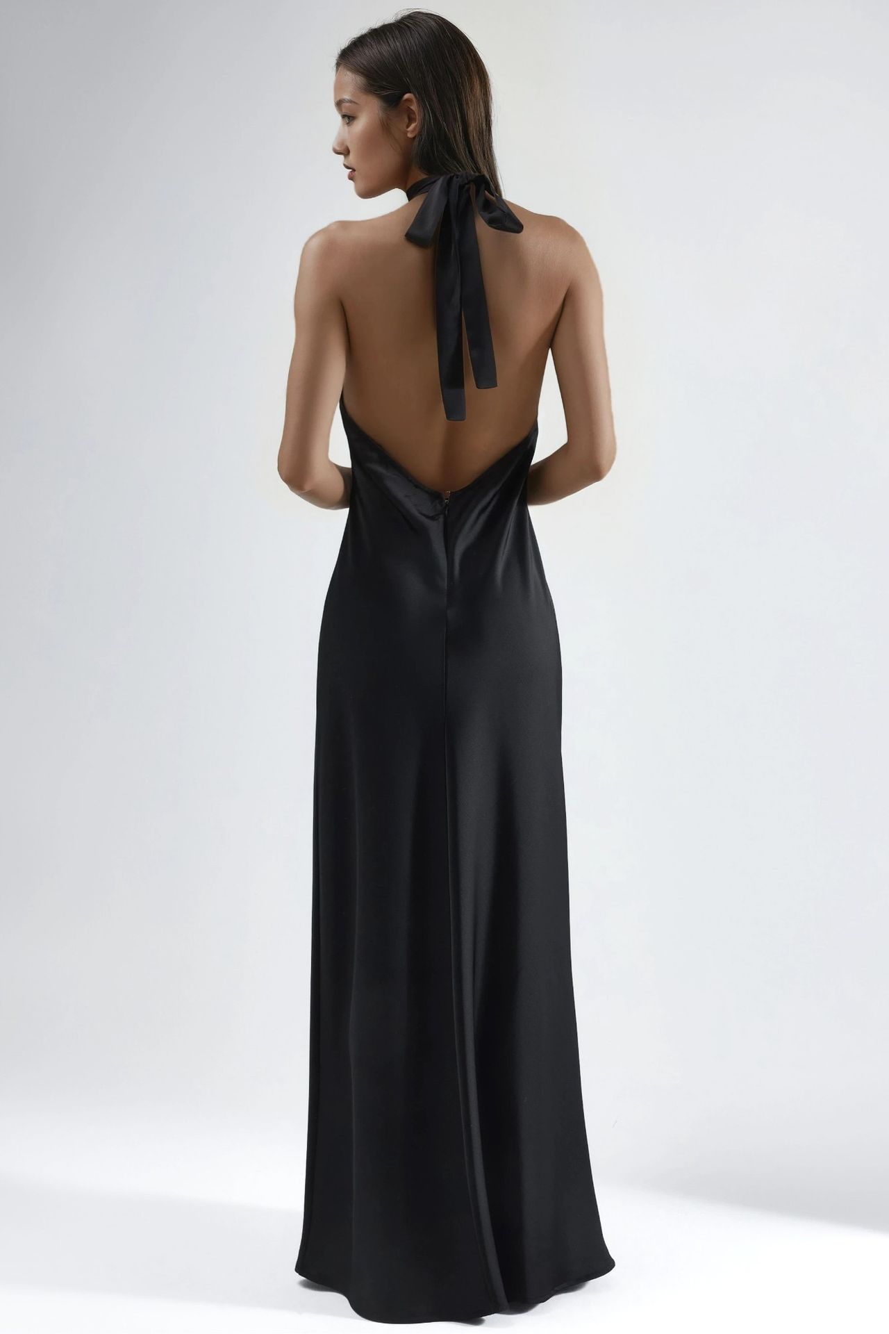 Halter Neck Satin Maxi Dress 4