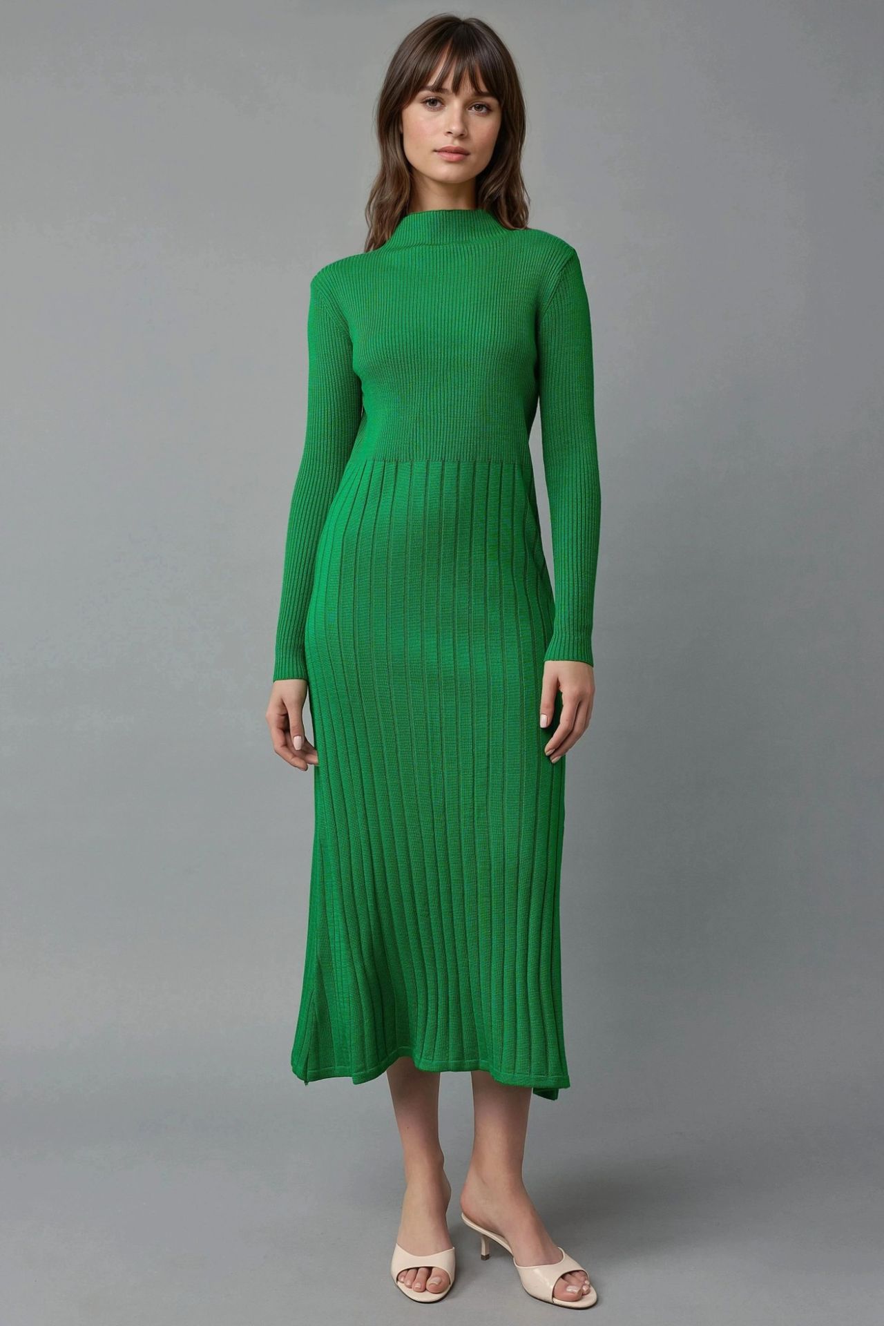 MY FASHION Ribbed Half Turtleneck Bodycon Knit Dress 1