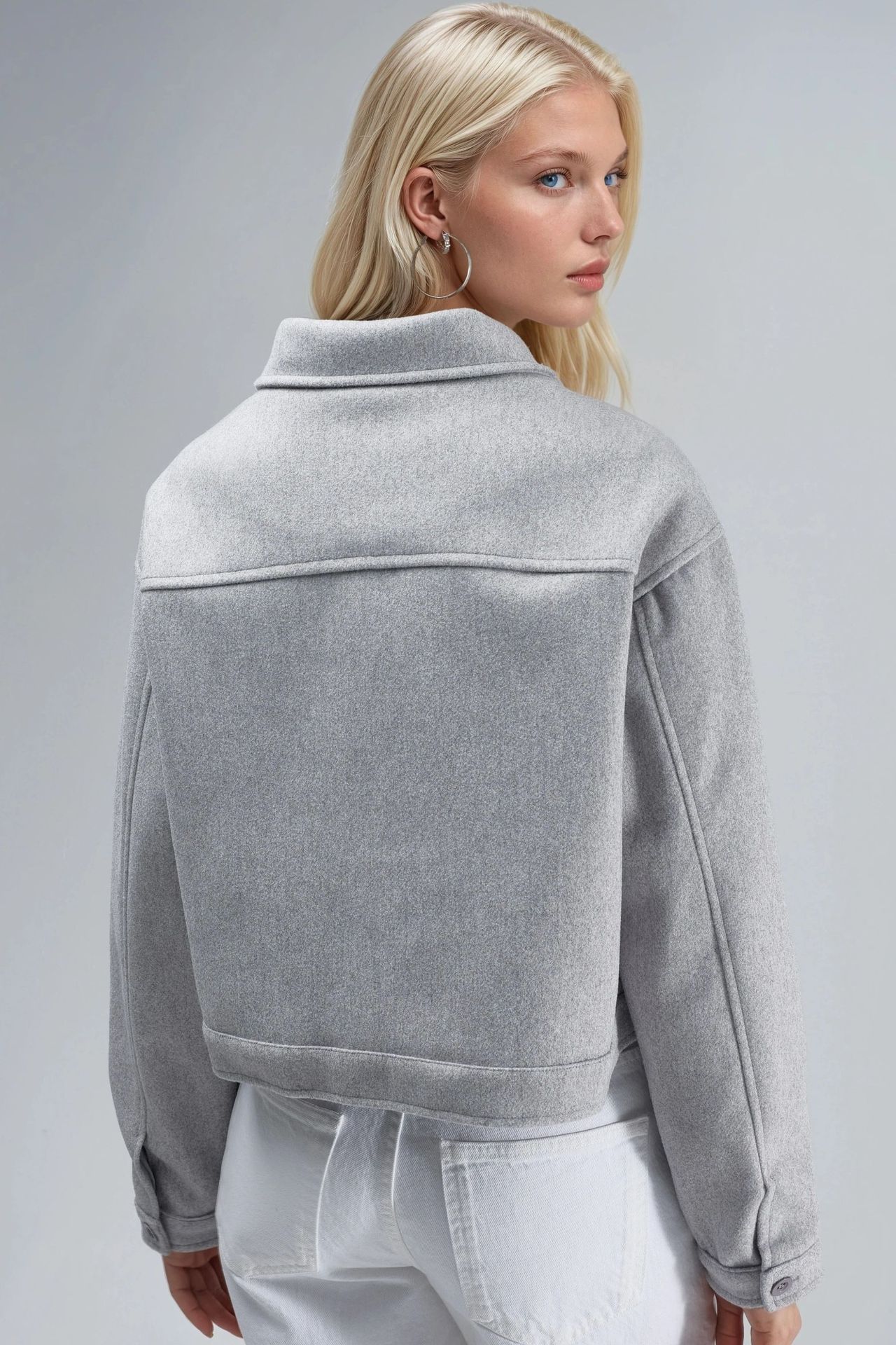 BUSEM Crop Gabardine Jacket with Zipper and Pocket 4