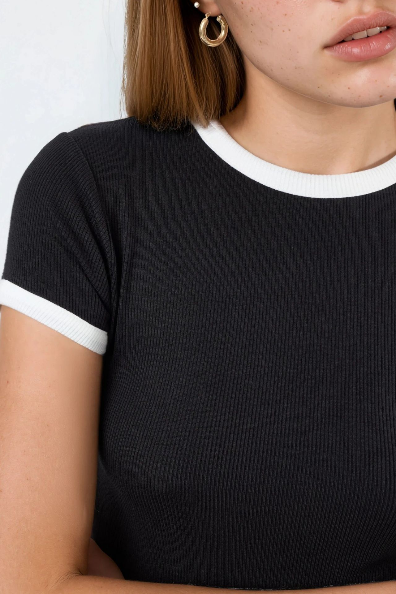 BUSEM Ribbed Crew Neck Short Sleeve T-Shirt 5