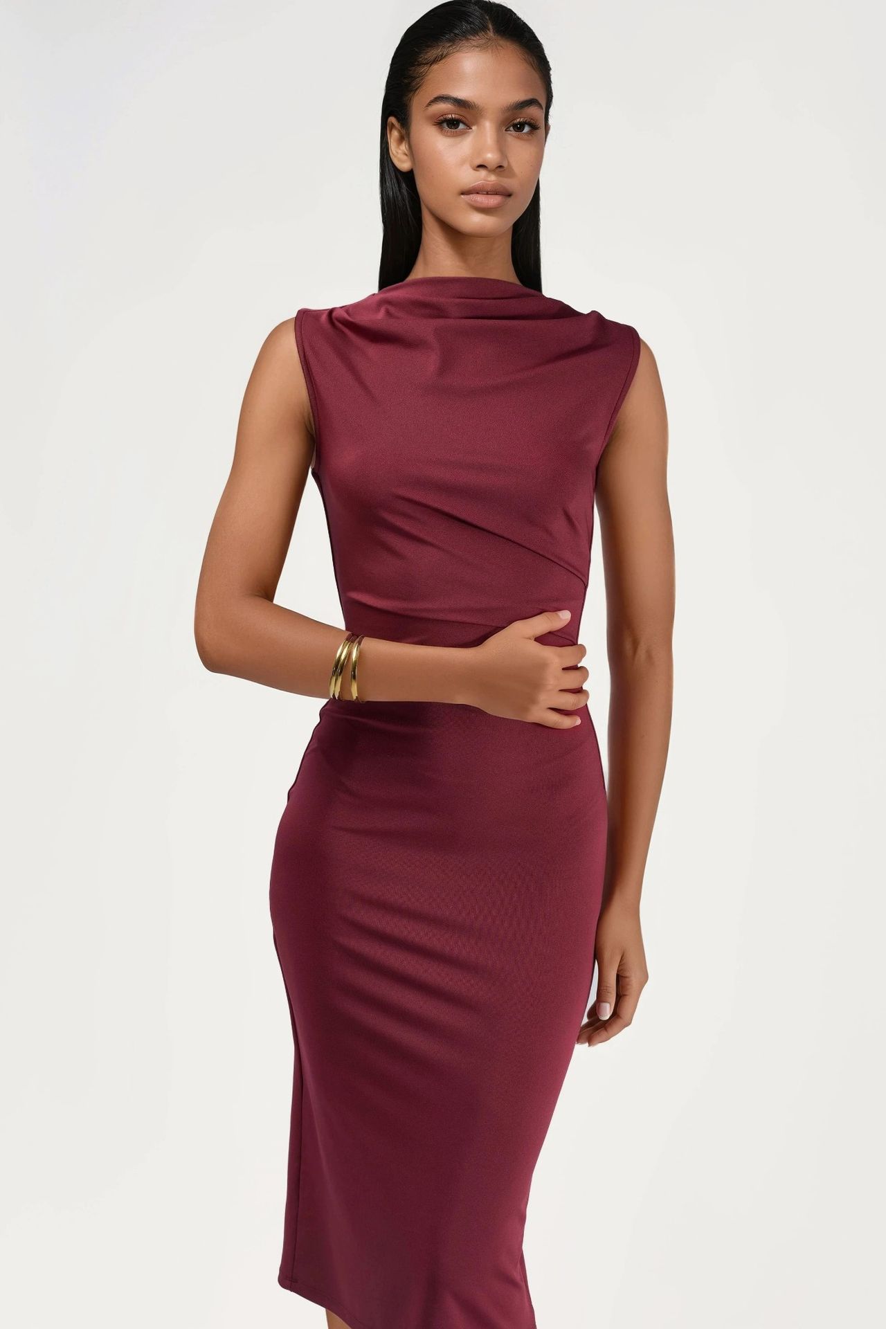 Ruched Bodycon Midi Dress 4
