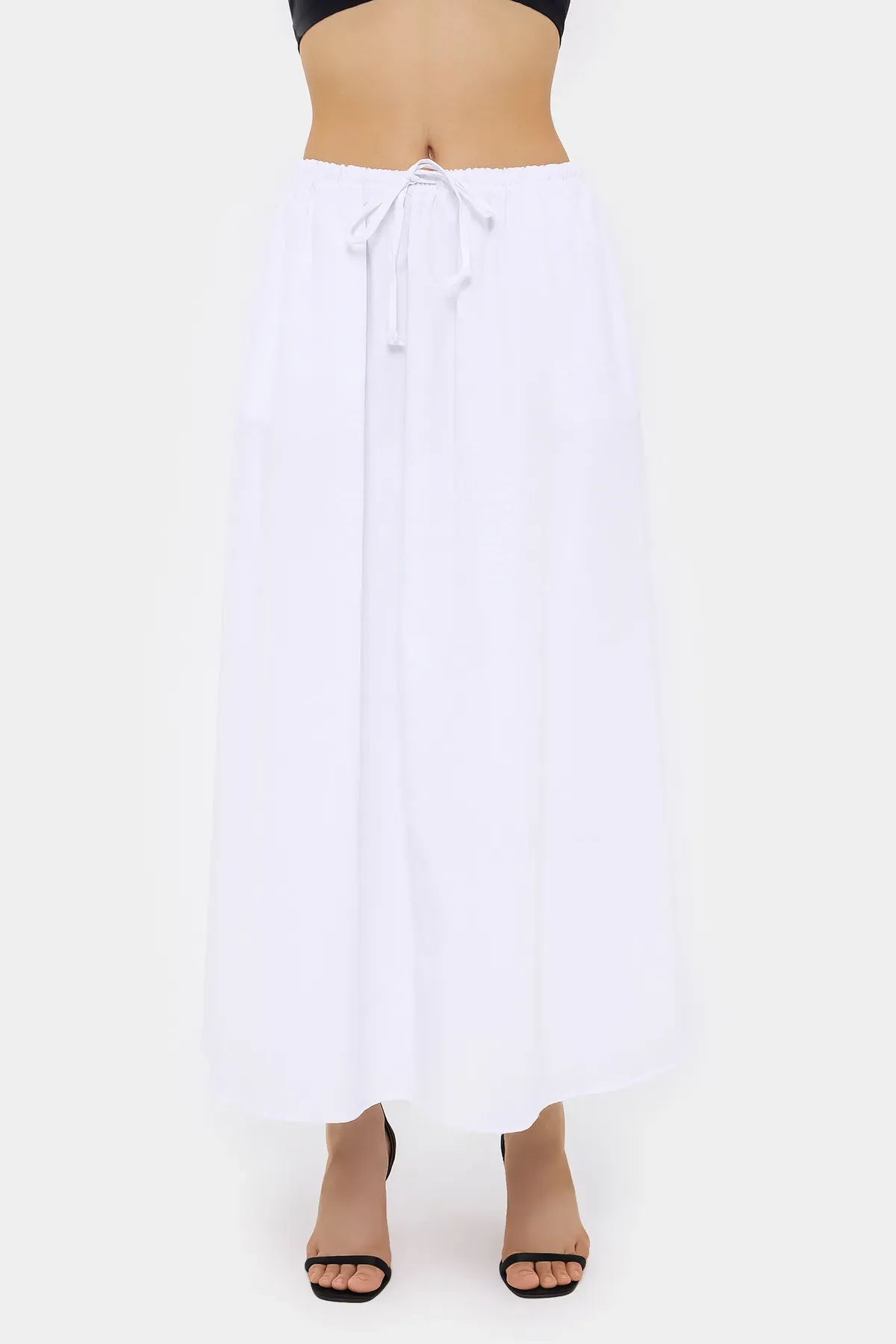 Mid-Rise Maxi Skirt with Drawstring 3