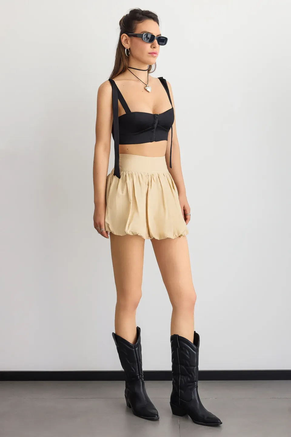 Mini Balloon Skirt with Attached Inner Short