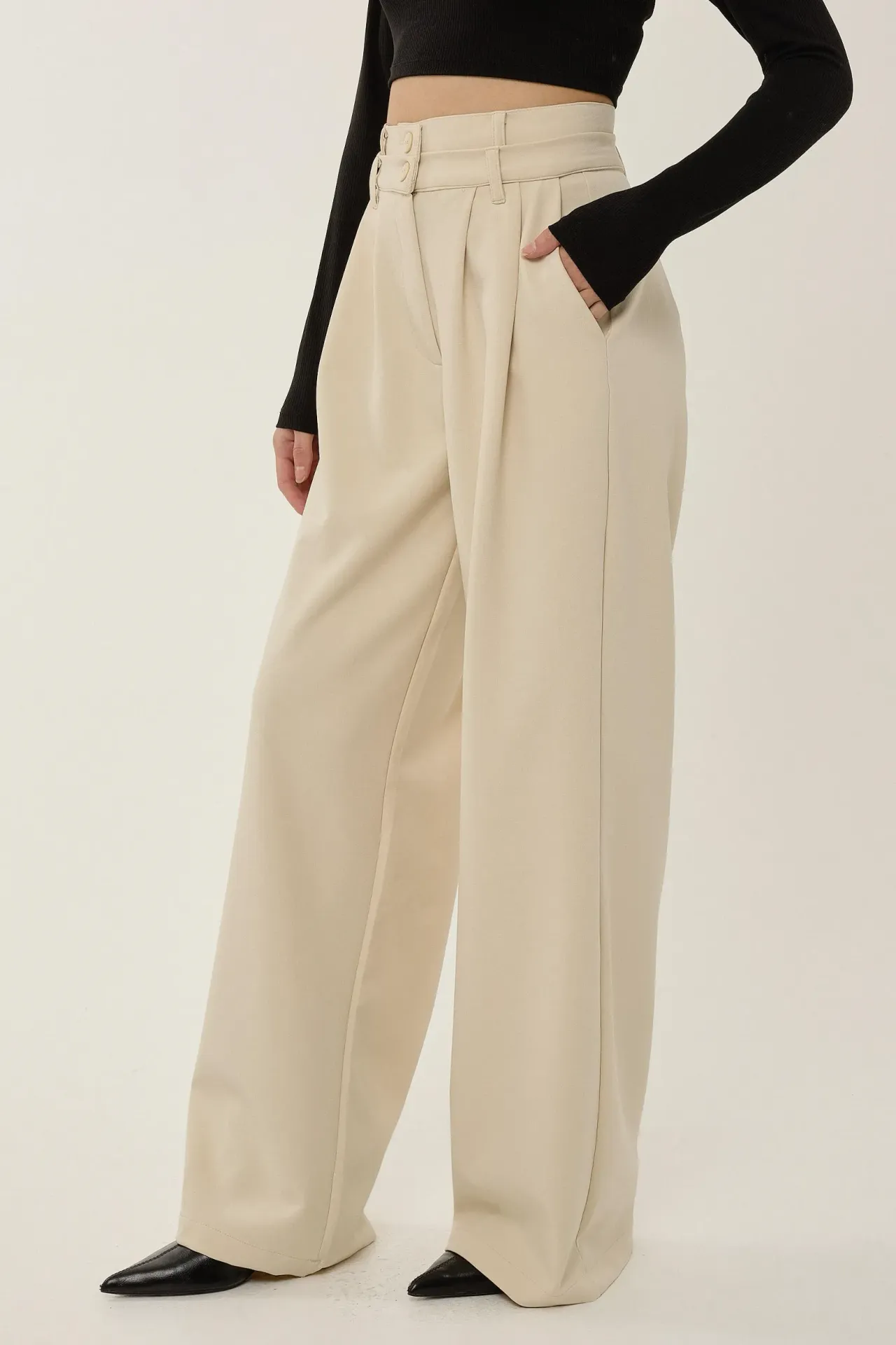 Wide Leg Double Waisted Pants