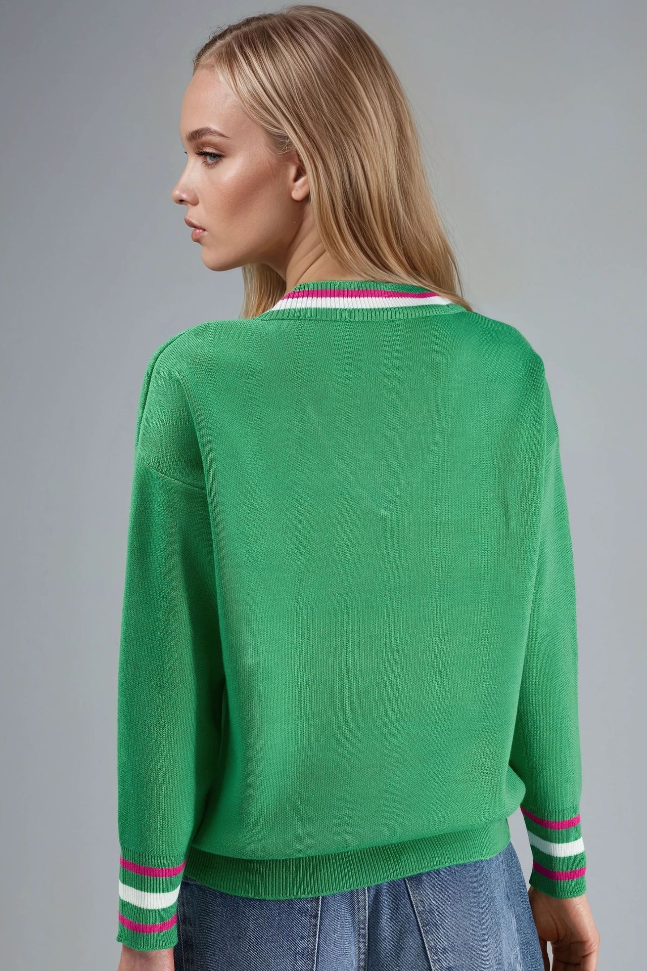 MY FASHION V-Neck Striped Knit Sweater 2