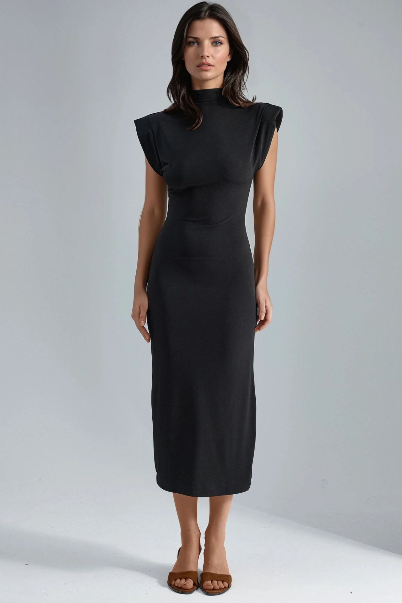 BUSEM Padded Slit Detailed Midi Dress 5