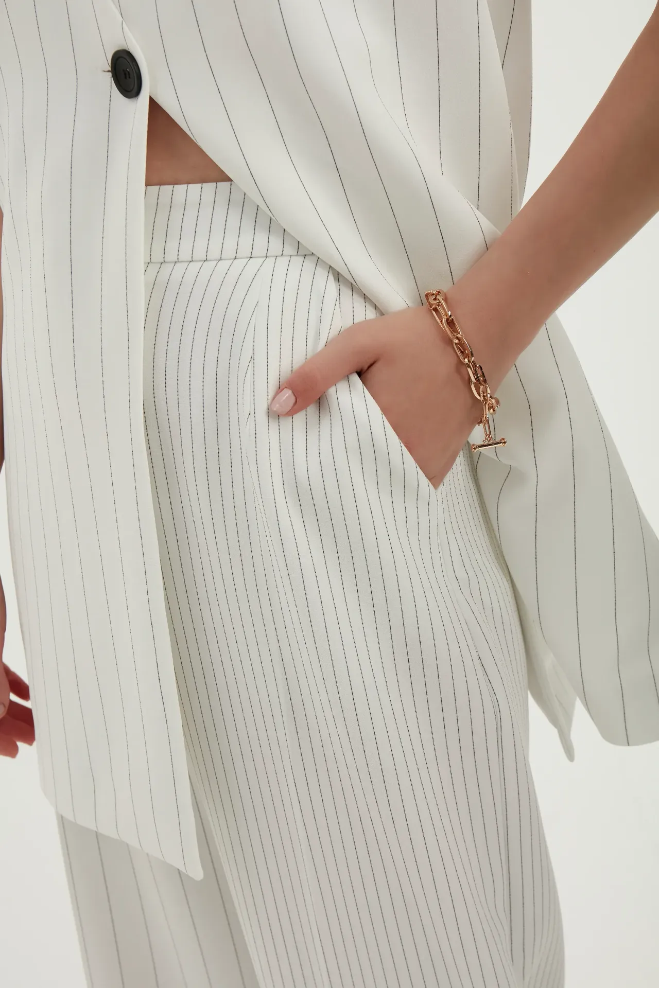 Striped High Waist Straight Leg Trousers