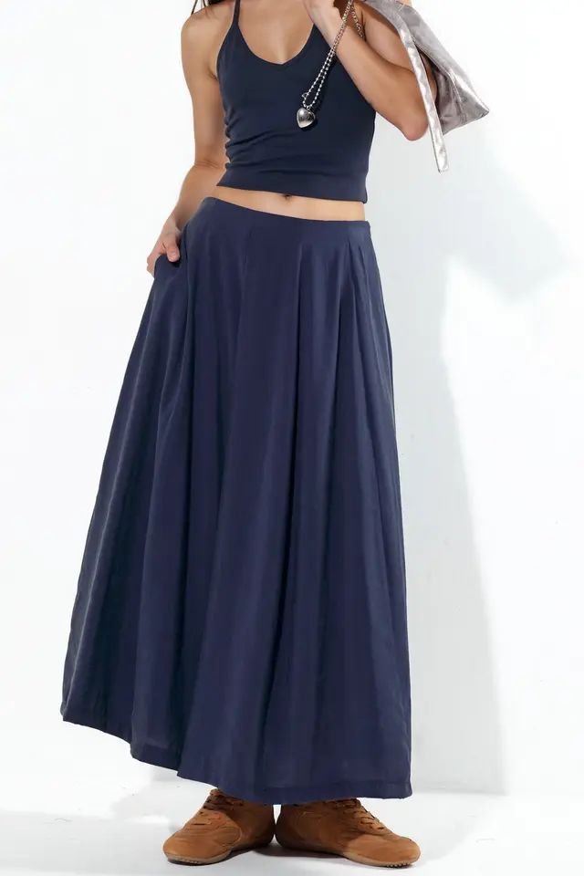 BUSEM High-Waist Maxi A-Line Skirt