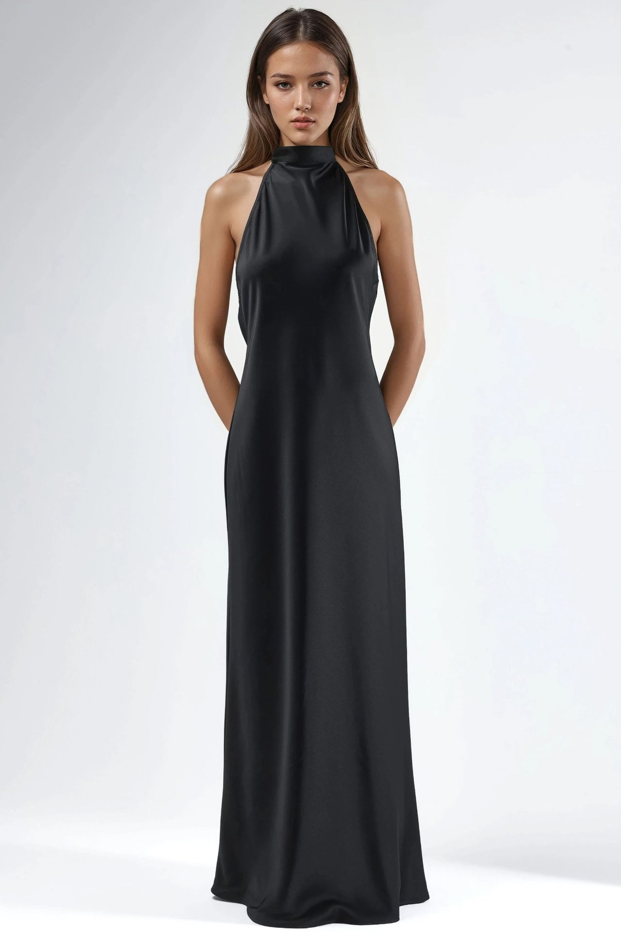 Halter Neck Satin Maxi Dress 8