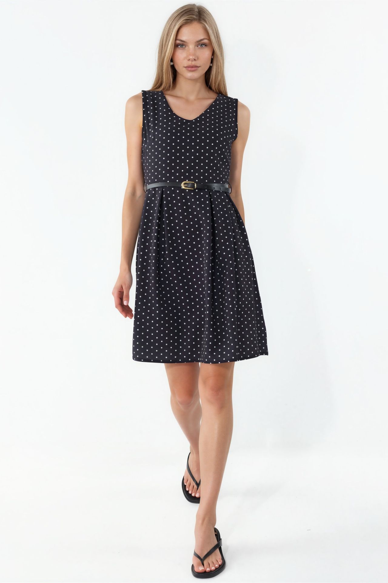 BDART Polka Dot Belted Midi A-Line Dress 1
