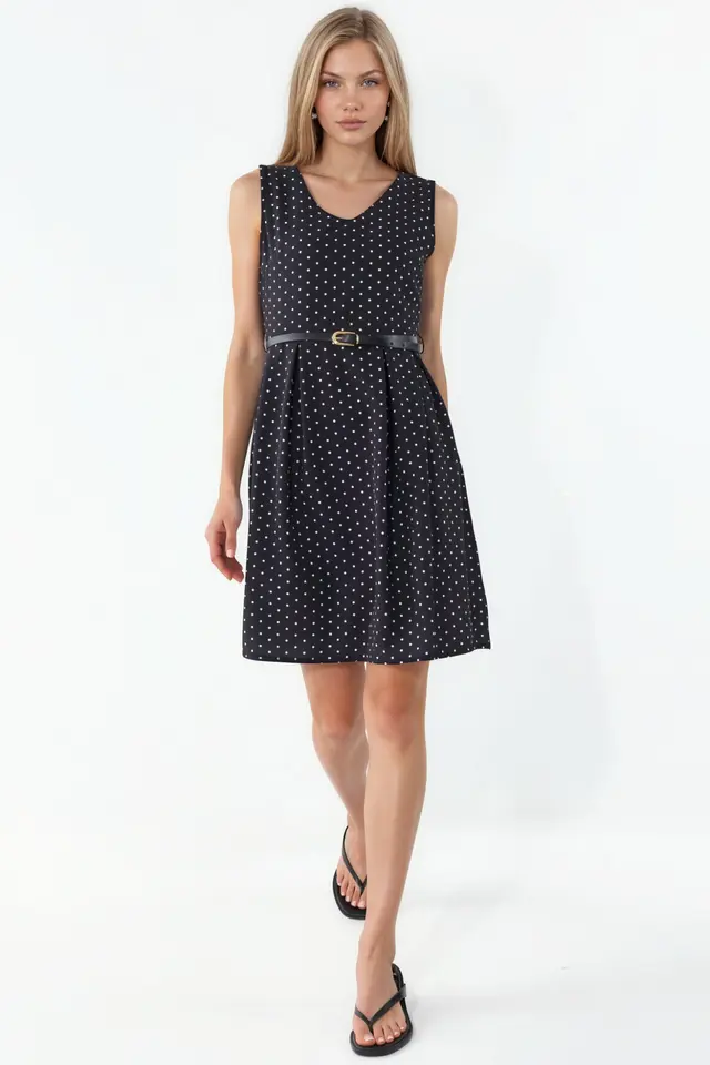 BDART Polka Dot Belted Midi A-Line Dress